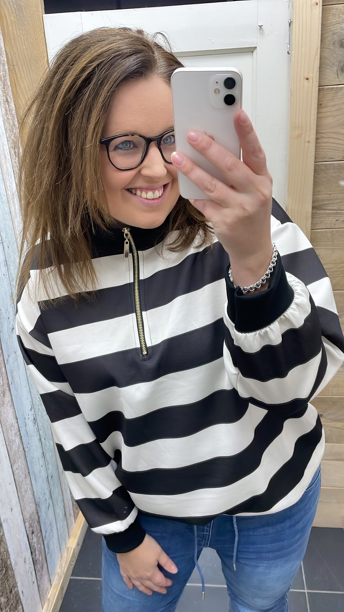 PS TRUI 'STREPEN ZIPPER' | ZWART