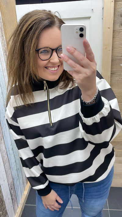 PS TRUI 'STREPEN ZIPPER' | ZWART