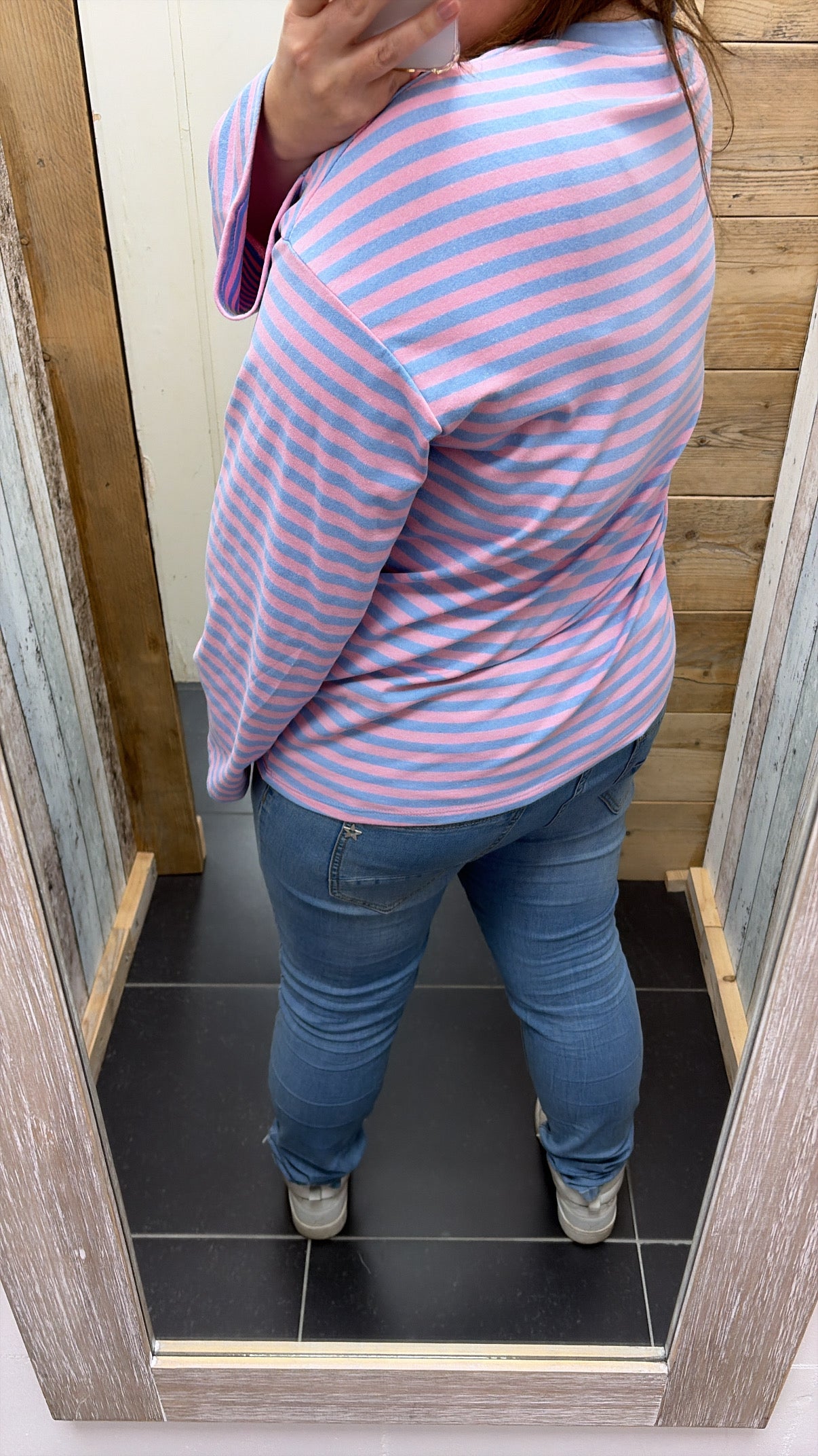 PS TOP ‘STREPEN EMBLEEM' | BLAUW/ROZE