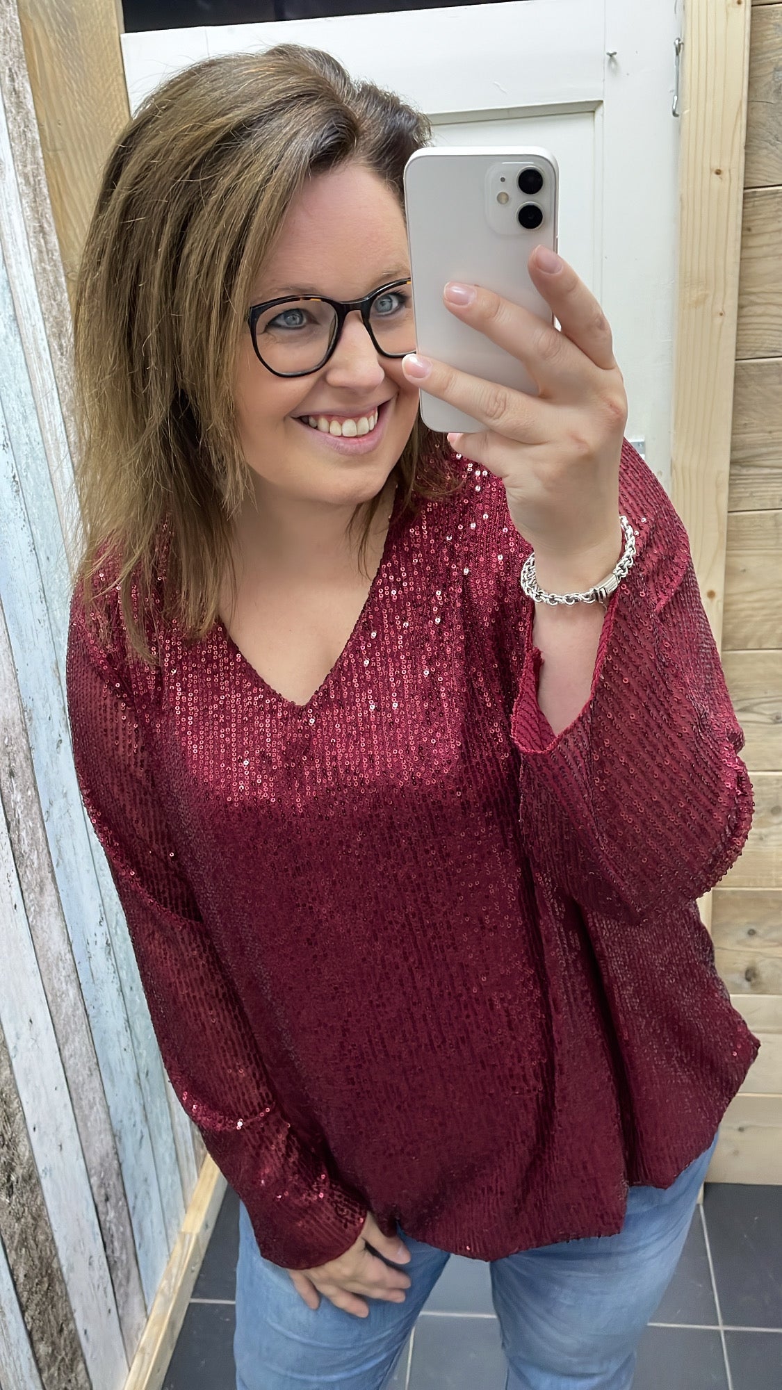 PS BLOUSE 'PAILLETTEN' | BORDEAUX