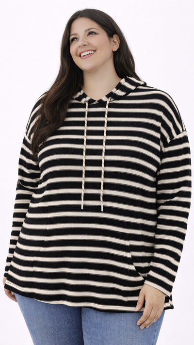 PS HOODIE 'STREPEN' | ZWART