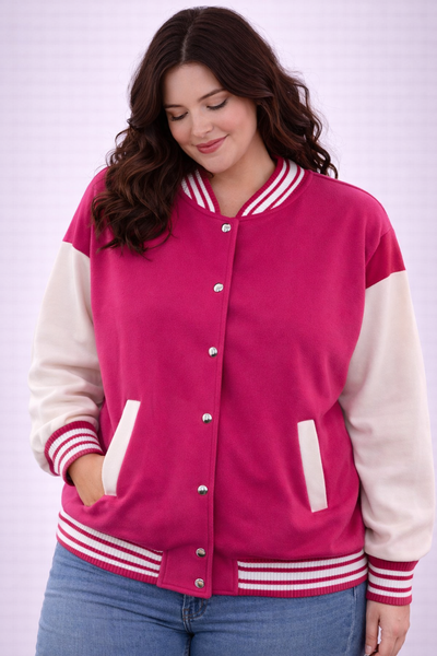 PS BASEBALL JACKET | FUCHSIA