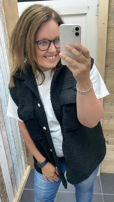PS GILET 'TEDDY' | ZWART