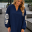 PS BLOUSE 'BORDUURSEL' | NAVY