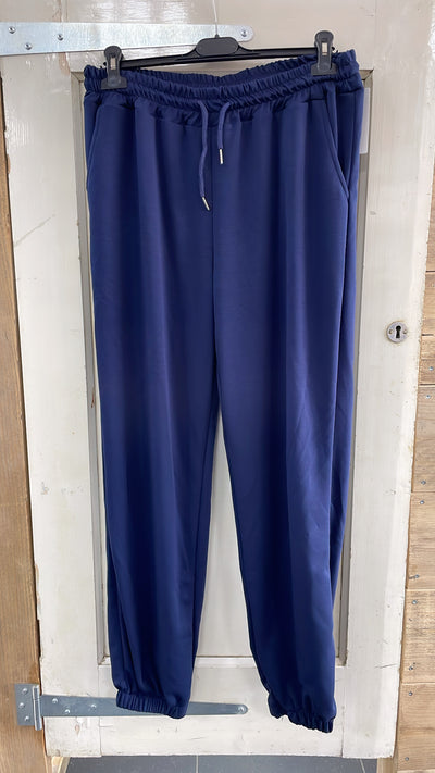 PS JOGGINGBROEK 'GESMOKT' | DONKERBLAUW