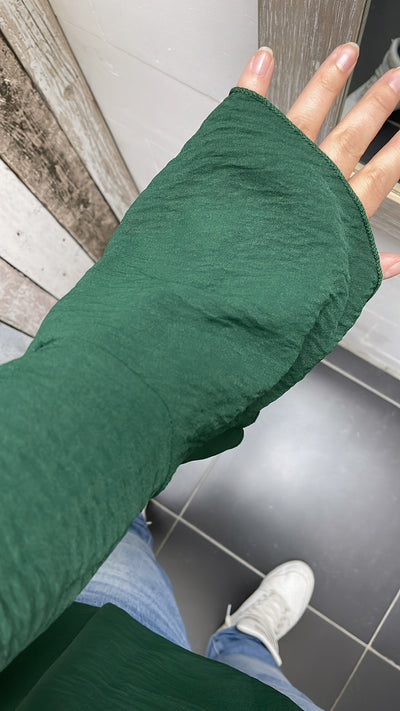 PS BLOUSE ‘TROMPETMOUW’ | DONKERGROEN