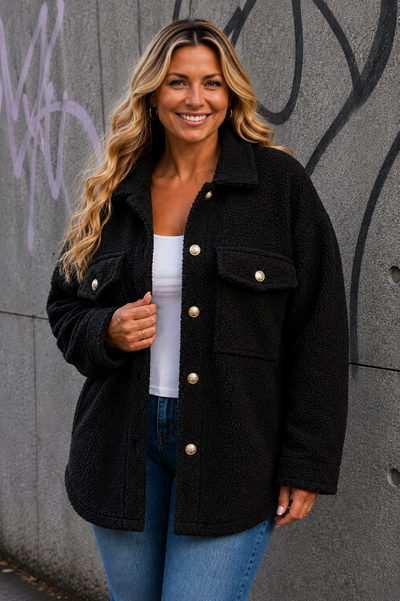 PS VEST 'TEDDY' | ZWART