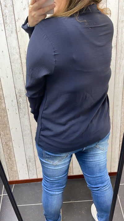 PS BLOUSE ‘STRIK’ | DONKERBLAUW