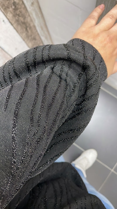 PS BLOUSE GLITTER 'STRIK' | ZWART