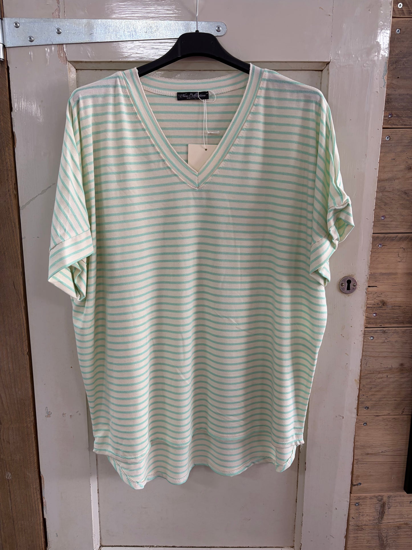 TOP V-HALS ‘KATOEN' | MINTGROEN
