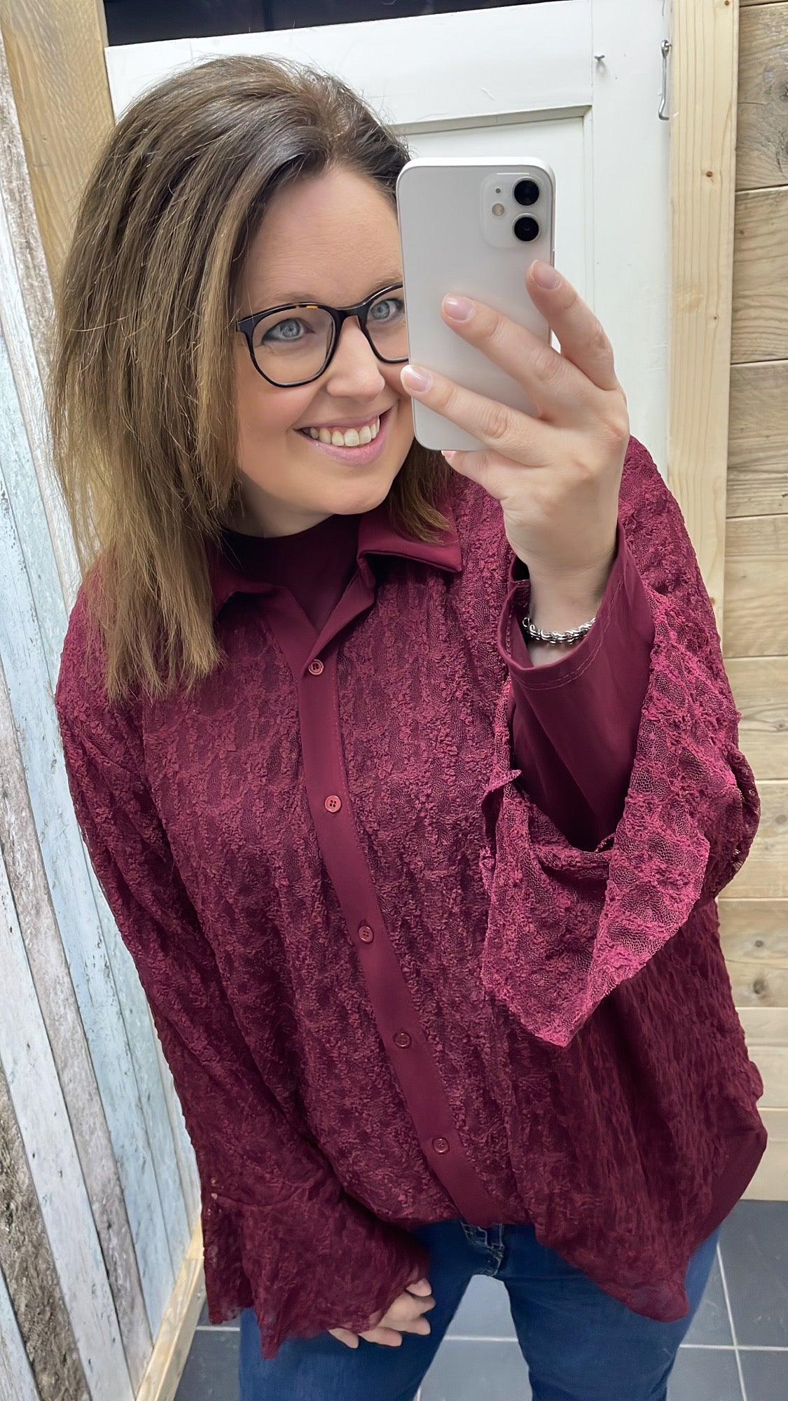 PS BLOUSE KANT ‘TROMPETMOUW’ | BORDEAUX