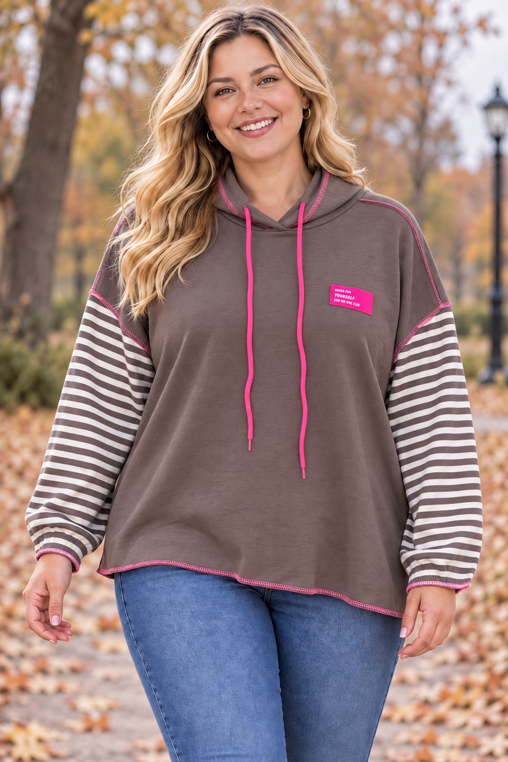 PS HOODIE 'STREPEN' | TAUPE
