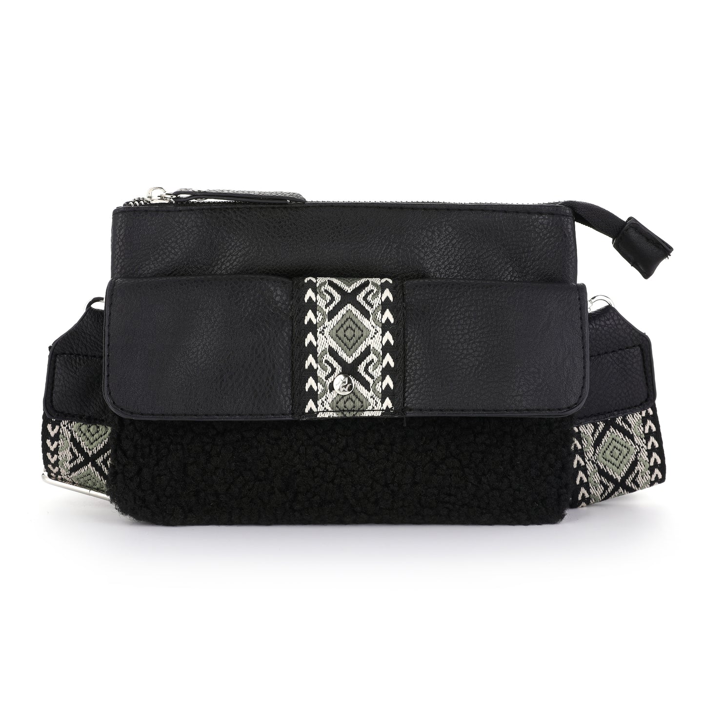 KLEINE TAS 'AZTEC FLAP' | ZWART