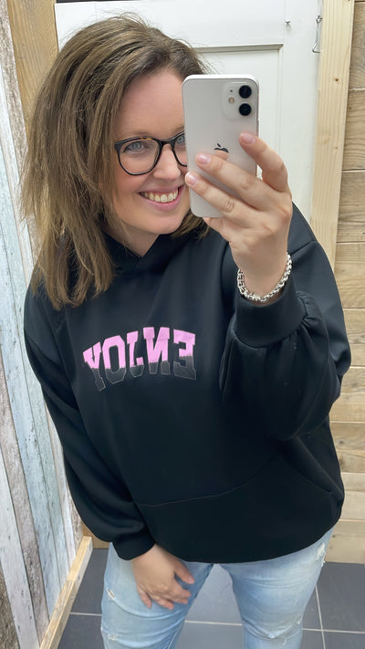 PS SWEATER 'ENJOY' | ZWART
