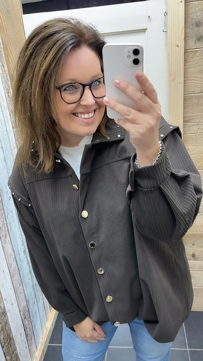 PS BLOUSE ‘RIBBEL’ | DONKERBRUIN