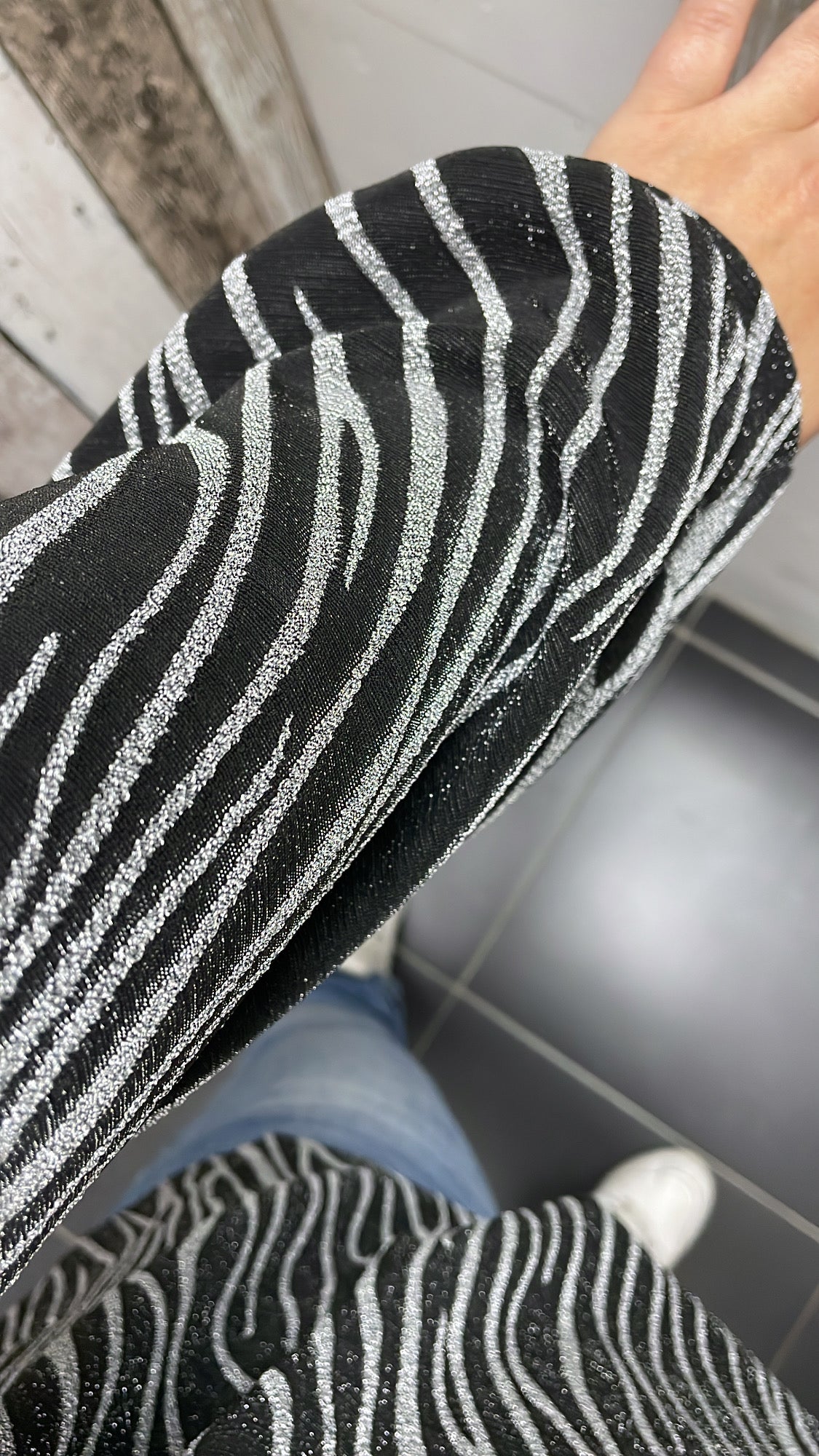 PS BLOUSE GLITTER 'STRIK' | ZILVER