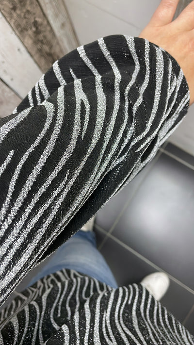 PS BLOUSE GLITTER 'STRIK' | ZILVER