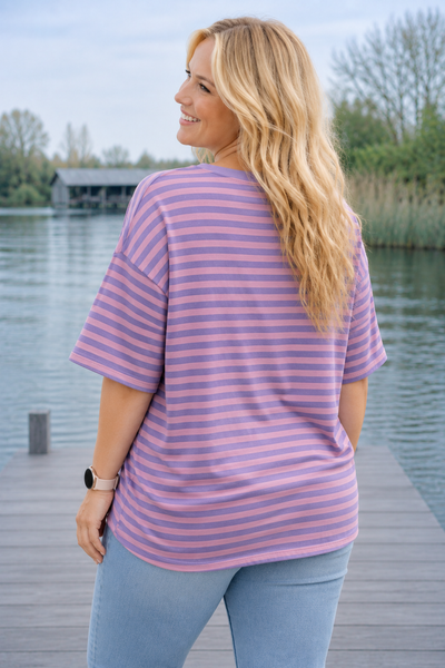 PS TOP ‘GLITTERS STREPEN' | LILA