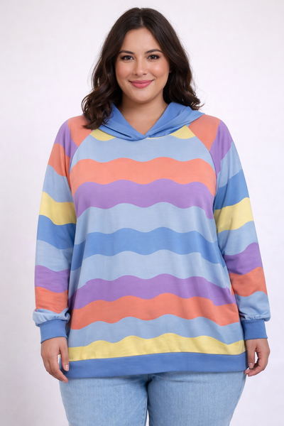 PS HOODIE 'RAINBOW' | LICHTBLAUW