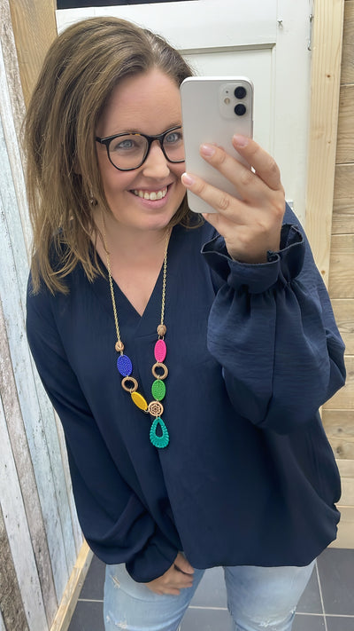 PS2 BLOUSE ‘KETTING’ | DONKERBLAUW