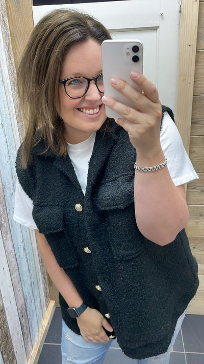 PS GILET 'TEDDY' | ZWART