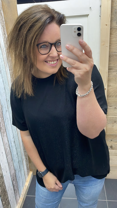 PS TOP 'GLITTER' | ZWART