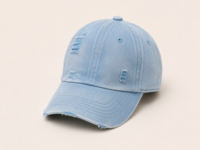 BASEBALLPET 'DAMAGE' | LICHT JEANSBLAUW