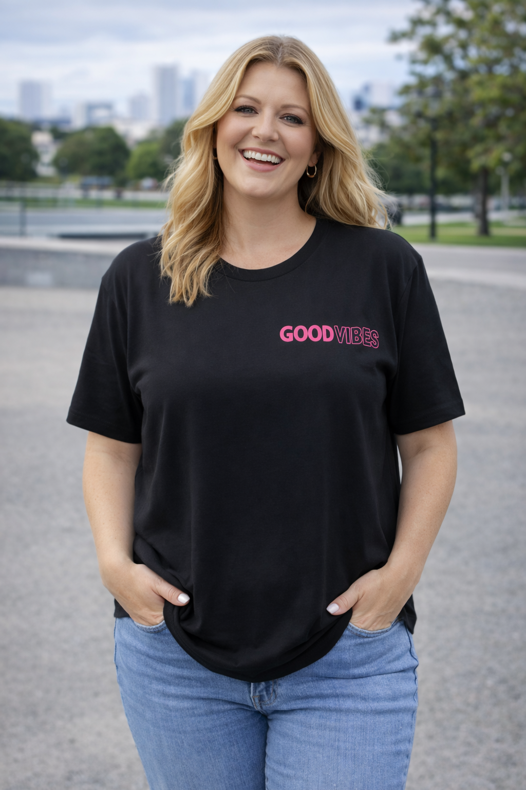 PS T-SHIRT ‘GOOD VIBES' | ZWART