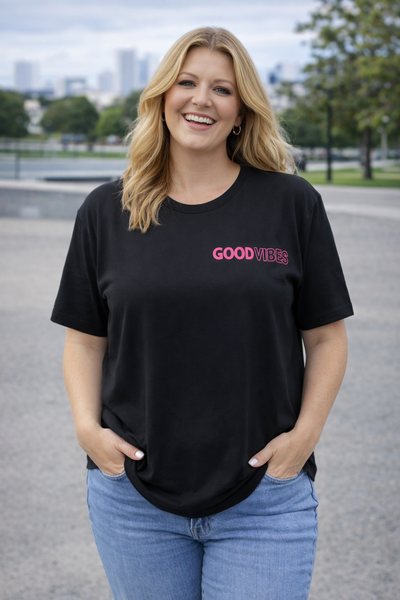 PS T-SHIRT ‘GOOD VIBES' | ZWART
