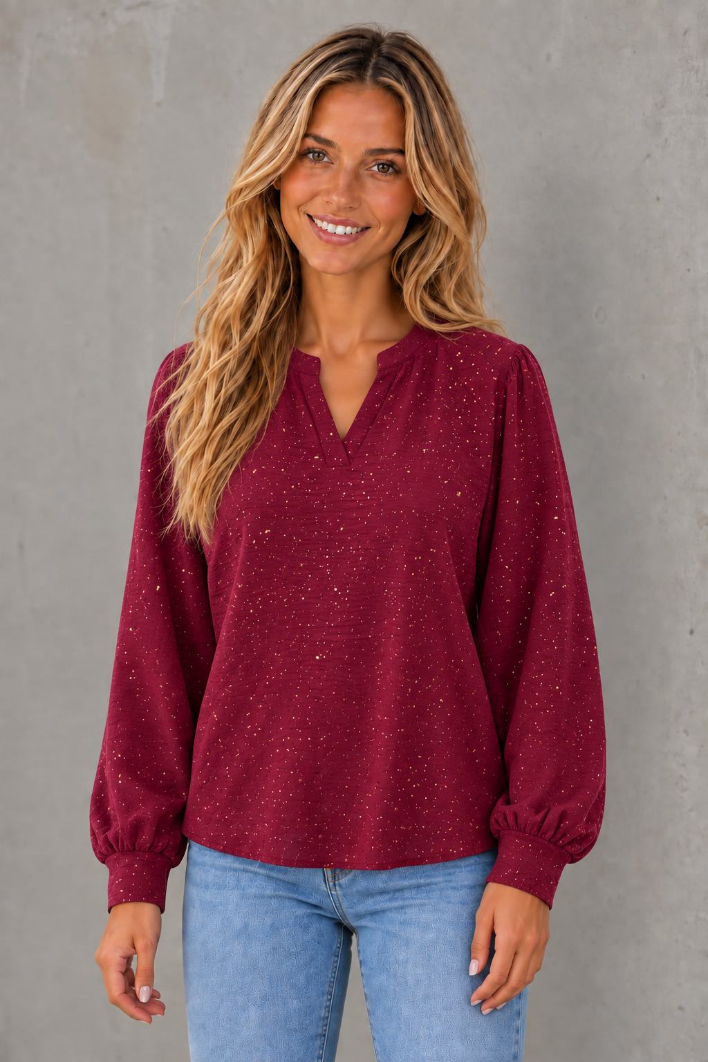 BLOUSE 'GLITTERS' | BORDEAUX