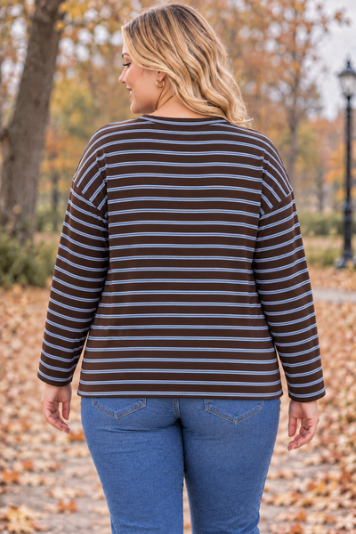 PS TOP 'AUTUMN STREPEN' | BLAUW