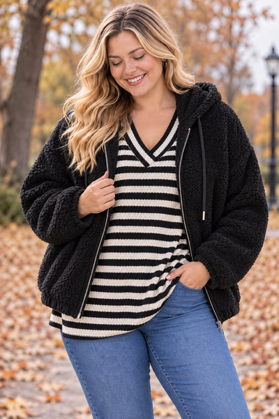 PS VEST KORT 'TEDDY' | ZWART