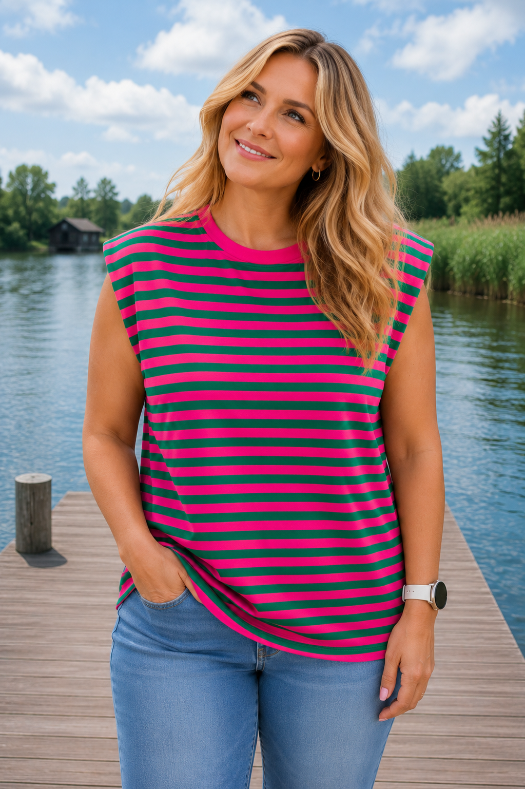 TOP ‘SCHOUDERVULLING’ | GUCCI GROEN/NEONROZE