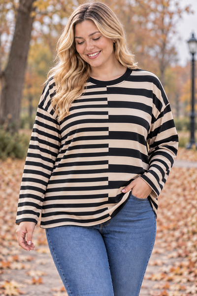 PS TOP 'HORIZONTAAL' | ZWART/BEIGE