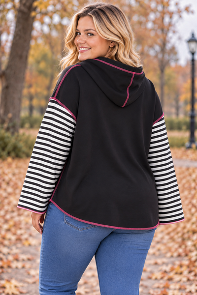 PS HOODIE 'STREPEN' | ZWART