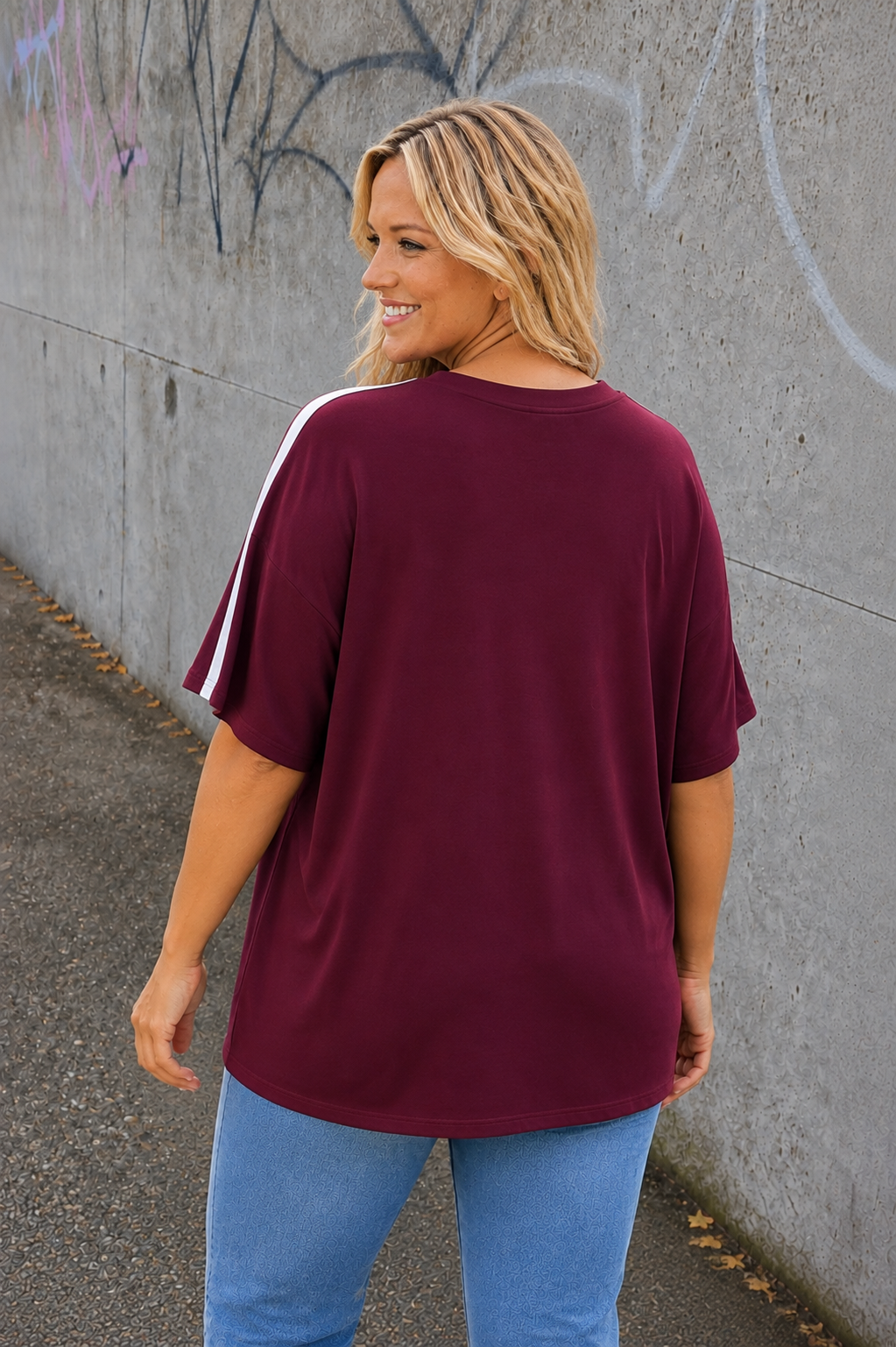 PS TOP V-HALS 'POCKET' | BORDEAUX