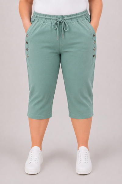 PS COMFY BROEK 'KORT KNOPEN' | ZACHTGROEN