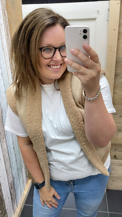 GILET 'SUEDELOOK' | TAUPE