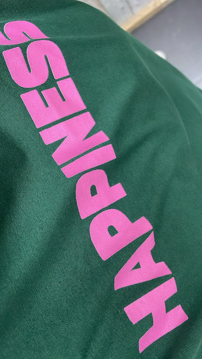 PS T-SHIRT ‘HAPPINESS' | DONKERGROEN
