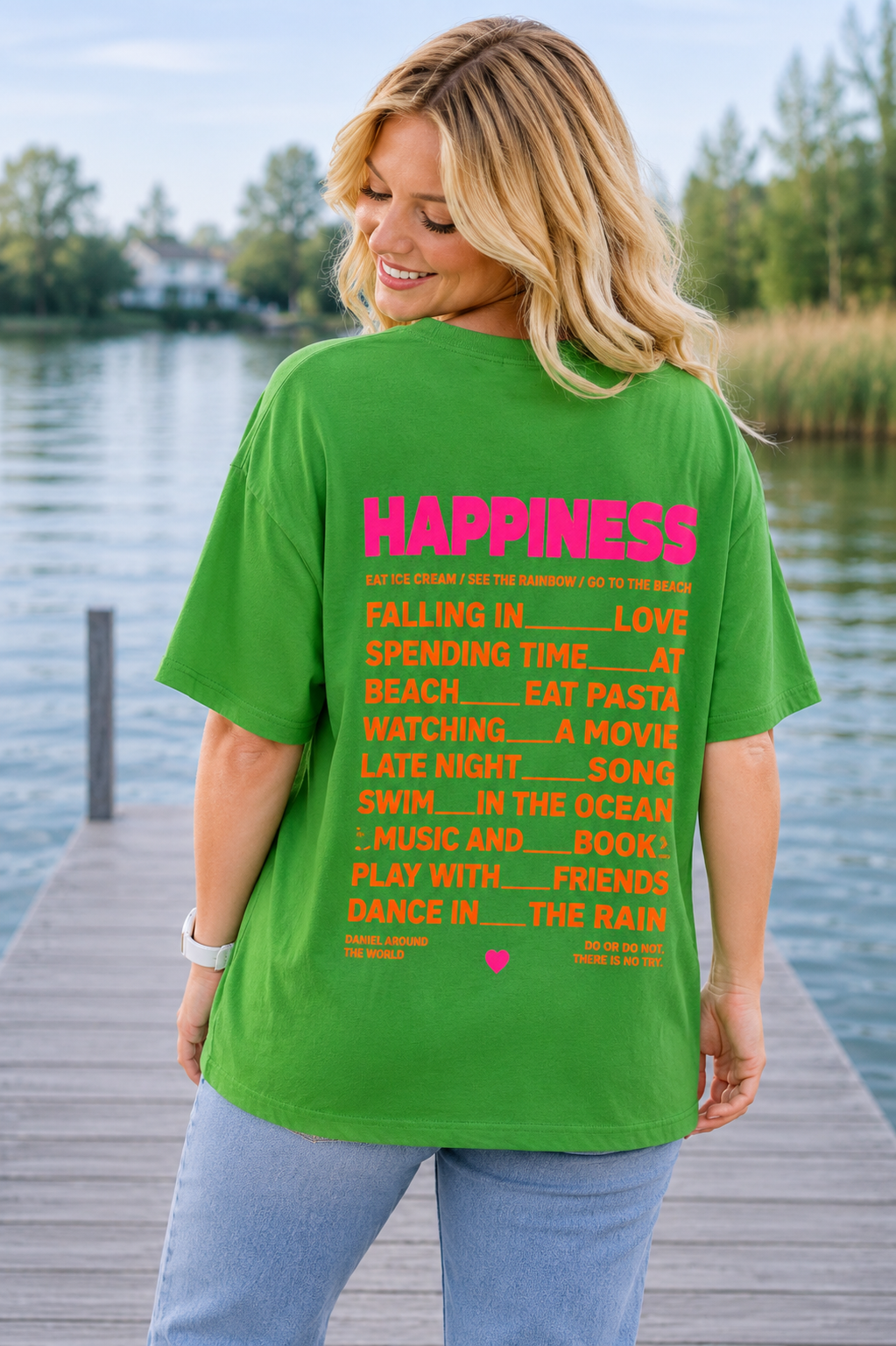 PS T-SHIRT ‘HAPPINESS' | GROEN