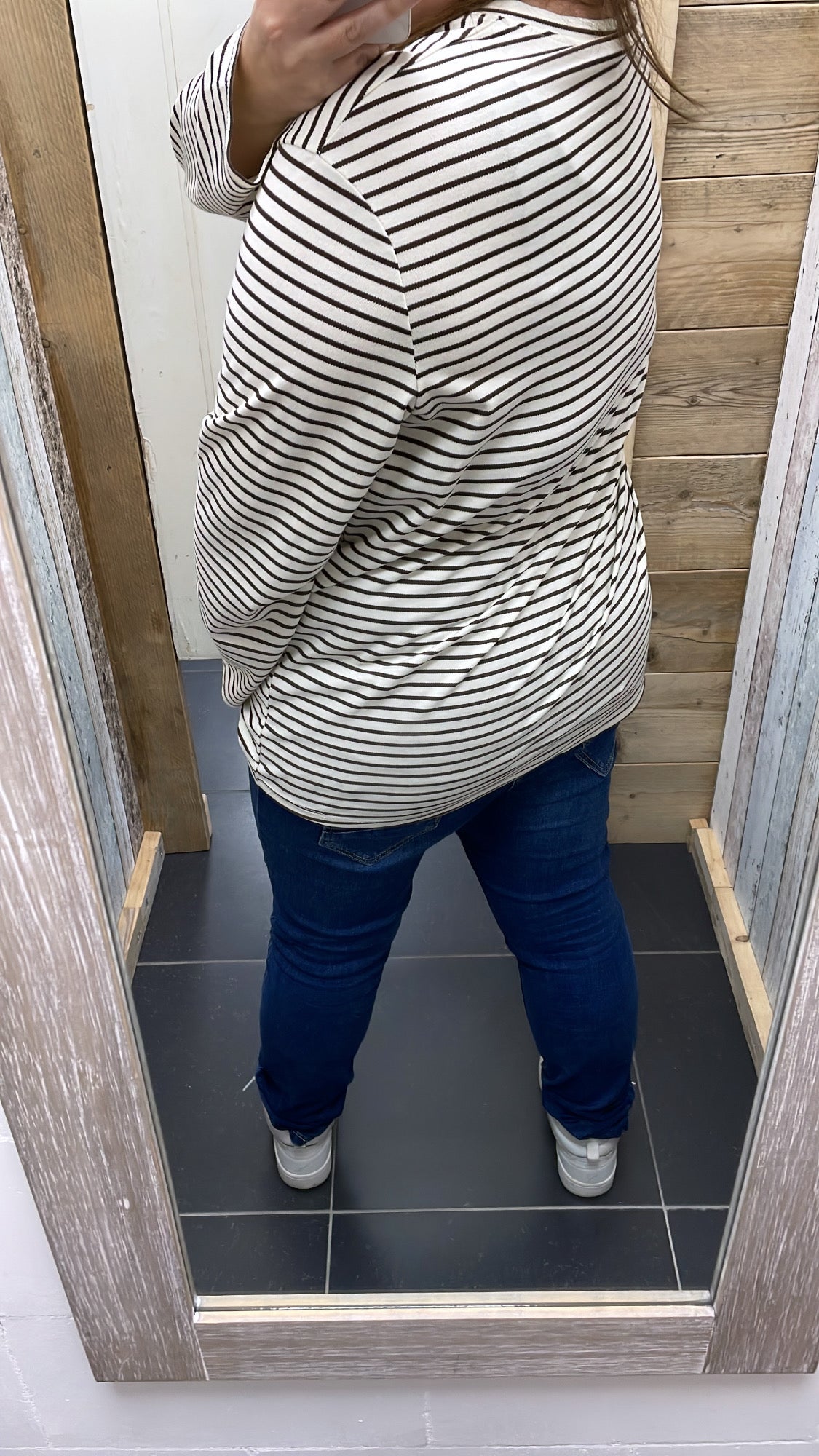 PS LONGSLEEVE 'STREPEN' | OFF-WHITE/BRUIN