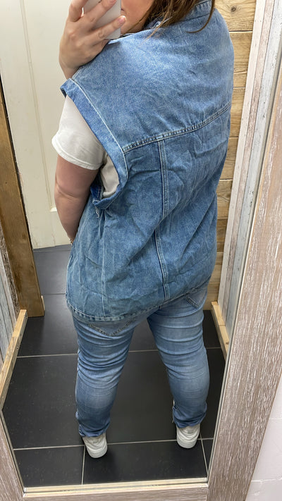 PS GILET 'SPIJKERSTOF' | DONKER JEANS