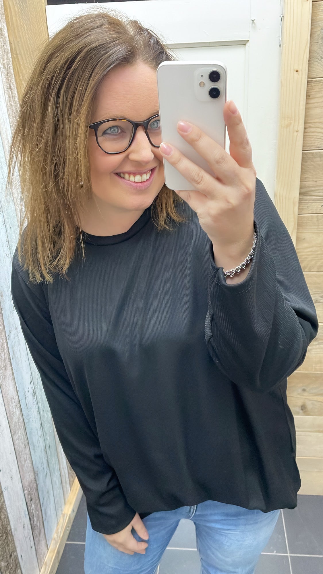 PS LONGSLEEVE 'RIBBEL' | ZWART