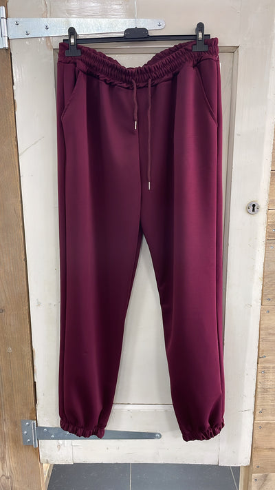 PS JOGGINGBROEK 'GESMOKT' | BORDEAUX