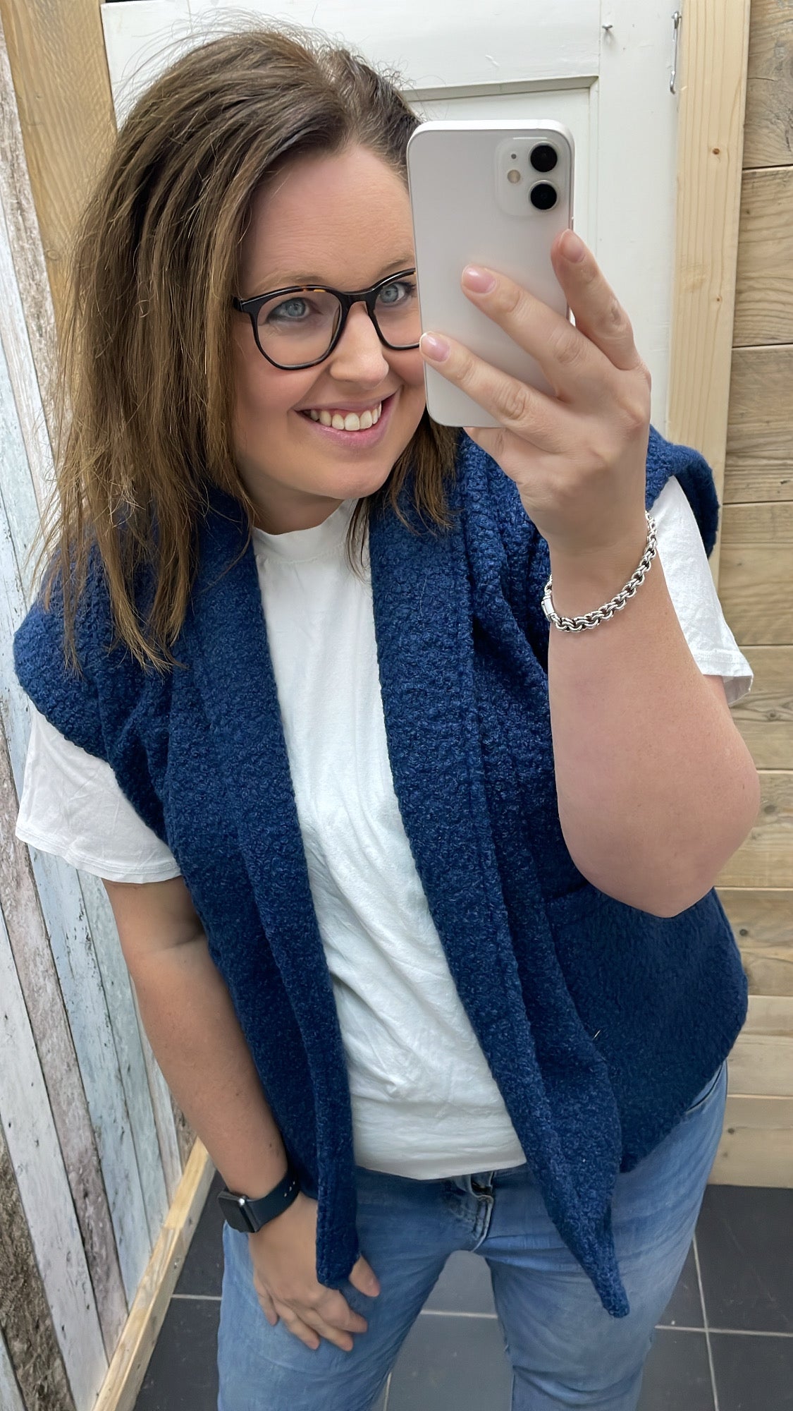 GILET 'BOUCLE' | JEANSBLAUW