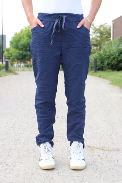 COMFY BROEK 'KOORD' | DONKERBLAUW