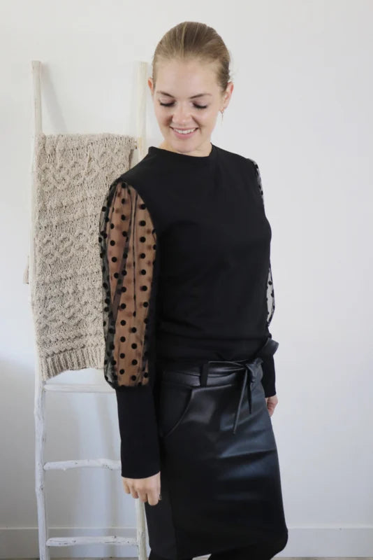 BLOUSE 'CHRISTMAS 1' | ZWART