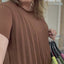 PS BLOUSE 'PLISSÉ' | CAMEL